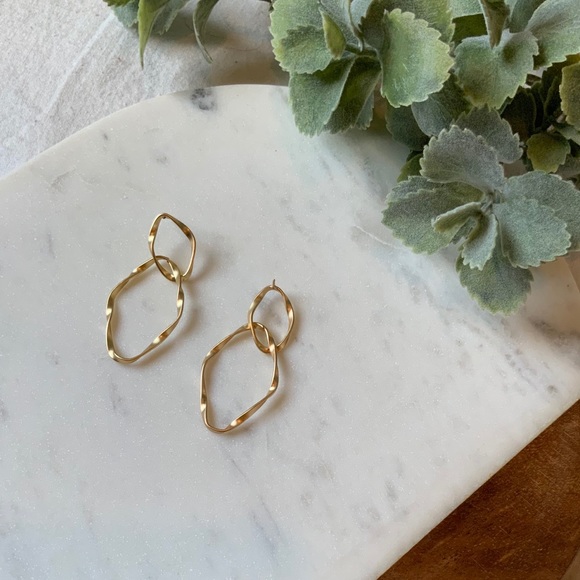 The Bess - Twisted Brushed Gold Drop Earrings - Picture 4 of 5